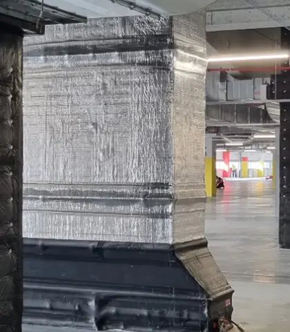 Smoke extraction ducts insulated with ISOVER's product in the Amazon Distrubution Centre in Kojetin (Czech Republic)
